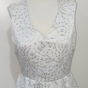 CYNTHIA ROWLEY Dress Sz 10 Ivory Gold Iridescent Semi Formal Sleeveless